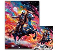 Psychedelic Colored Horses Jigsaw Puzzles 1000 Pieces for Adults Puzzles for Adults Family Fun Activity, Brain Challenge, for Teenager 50x75CM/19.68x29.52inch