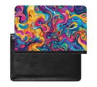 Psychedelic Colorful Pattern Passport Holder Travel Wallet Cover Case with Card Slot Organiser for Men Women