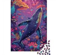 Psychedelic Colorful Whale Jigsaw Puzzle, Wooden Puzzles 500 Piece Jigsaw Intellectual Toys, Challenging Adult And Teen Casual Jigsaw Puzzle 500pcs (52x38cm)