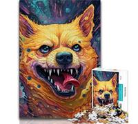Psychedelic Corgi Jigsaws 1000 Pieces for Adults,Staycation Kill Time Every Piece Is Unique - Challenging Family Fun Game (75x50cm)