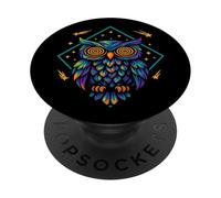Psychedelic Cosmic Hypnotic Owl with Shooting Stars PopSockets Adhesive PopGrip
