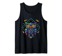 Psychedelic Cosmic Hypnotic Owl with Shooting Stars Tank Top