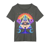 Psychedelic Crazy Abstract Art Sick Colorful Hippie Trippy T-Shirt, Women's Plus, Asphalt Grey, 3X