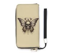 Psychedelic Death's Head Hawk Moth Slim Wallet for Women Long Purse Cute Clutch Wristlet Handbag Card Holders