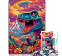 Psychedelic Dinosaur 1000 Piece Jigsaw Puzzles for Teenagers,Educational Games Home Decoration Artists Collection,Fine Art (50x75cm)