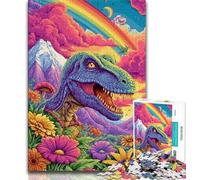 Psychedelic Dinosaur Jigsaw Puzzles for Teenagers 1000 Piece Puzzle,Fun Games Every Piece Is Unique - Challenging Family Fun Game (50x75cm)