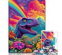 Psychedelic Dinosaur Puzzles 1000 Pieces for Adults,Help The Brain Exercise Addictive Toys to Cultivate Patience Unique Challenge Game (38x26cm)