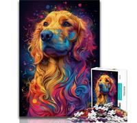 Psychedelic Dog Jigsaw Puzzles for Adults Teenagers Jigsaws Puzzle,Pattern Assembly Fun at Home Activities,Birthday Present,Travel Gifts (38x26cm)