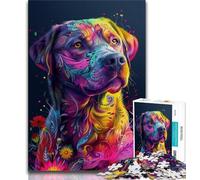 Psychedelic Dog Jigsaw Puzzles for Adults Teenagers Jigsaws Puzzle,Toys Educational Games Stress Relieving Wishlist with Santa Claus (50x75cm)