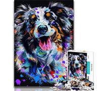Psychedelic Dog Jigsaw Puzzles for Teenagers 1000 Piece,Educational Games Home Decoration Suitable for Desktop Decoration 38x26cm