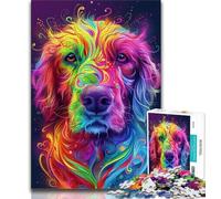 Psychedelic Dog Jigsaw Puzzles for Teenagers,Challenging Game And Family Play with Fully Interlocking Randomly Shaped Pieces (75x50cm)