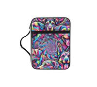 Psychedelic-Dogs Bible Cover Case with Handle, Water-Resistant Oxford Fabric Bible Bag Organizer with Zipper Pockets for Church