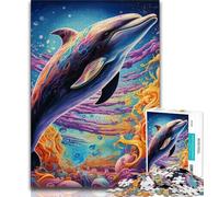 Psychedelic Dolphin Jigsaw Puzzles for Teenagers 1000 Jigsaws,for Educational Game Challenge Toy Unique Home Decor And Gifts (75x50cm)