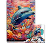 Psychedelic Dolphin Jigsaw Puzzles for Teenagers 1000 Piece,Decompressing Intellectual Educational Toy Great Gifts And Toys (50x75cm)