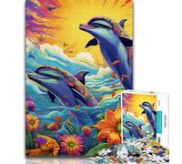 Psychedelic Dolphin JigsawPuzzle 1000 Pieces for Teenagers,Educational Games Home Decoration Deal As Gifts for The Whole Family (50x75cm)
