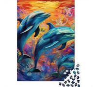 Psychedelic Dolphin Puzzle for Adults And Teenagers 1000 Pieces Paper Puzzles for Adults Puzzles for Teenagers Age 12 Years Up 1000pcs (38x26cm)