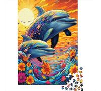 Psychedelic Dolphin Puzzle for Adults And Teenagers 1000 Pieces Wooden Puzzles for Teenagers Gifts Brain Teaser Game 1000pcs (75x50cm)