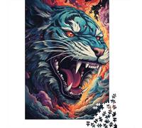 Psychedelic Doodle Colorful Tiger Jigsaw Puzzles for Adults 1000 Piece Family Gathering Puzzle DIY 1000 Piece Puzzle Game 1000pcs (75x50cm)