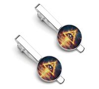 Psychedelic Egyptian Pyramid Third Eye 2 Pcs Tie Clips for Men Tie Bar Tie Pins for Regular Ties Wedding Business