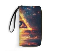 Psychedelic Egyptian Pyramid Third Eye Leather Wallet Large Capacity Wallets with Zippered for Men Women