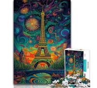 Psychedelic Eiffel Adult Jigsaws 1000 Pieces Difficult,Family Game Stress Reliever Difficult Challenge Great Gifts And Toys 38x26cm