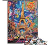 Psychedelic Eiffel Jigsaw Puzzles for Adults Teenagers Jigsaws Puzzle, for Age 14+ Game Wall Decoration Unique Gifts for Birthday And Christmas (26x38cm)