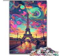 Psychedelic Eiffel JigsawPuzzle 1000 Pieces for Adults, Educational Games Home Decoration Birthday Present, Gifts, Wall Art (50x75cm)