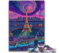Psychedelic Eiffel JigsawPuzzle 1000 Pieces for Teenagers,Challenging To Complete But Fun And Humorous Birthday Present,Gifts,Wall Art (38x26cm)