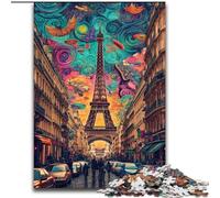 Psychedelic Eiffel JigsawPuzzle 1000 Pieces for Teenagers, Suitable for People Aged 14 And Above Home Decoration Gift Ideas (26x38cm)