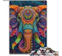 Psychedelic Elephant 1000 Piece Jigsaw Puzzle for Adults Teens, Challenging Game And Family Play Parent-child Interaction (26x38cm)