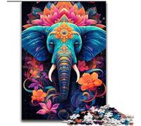 Psychedelic Elephant 1000 Piece Jigsaw Puzzles for Adults Gifts, Educational Games DIY Toys with Matching Poster And Trivia Sheet for Age 14+ (26x38cm)
