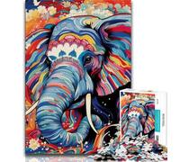 Psychedelic Elephant 1000 Piece Jigsaw Puzzles for Adults Gifts,Help The Brain Exercise Addictive Toys to Cultivate Patience Great Gift 50x75cm