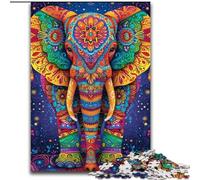 Psychedelic Elephant 1000 Piece Jigsaw Puzzles for Adults & Teens, Toy Intellectual Game Artists Collection, Fine Art (26x38cm)