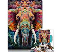 Psychedelic Elephant 1000 Piece Jigsaw Puzzles for Teenagers,Learning Educational Toy for Is Ideal As A Gift for The Whole Family 50x75cm