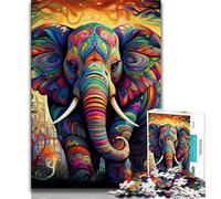 Psychedelic Elephant 1000 Pieces Jigsaw Puzzle for Adults& Teens,Game Toys Every Piece Is Unique - Challenging Family Fun Game (38x26cm)