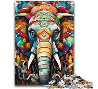 Psychedelic Elephant 2000 Piece Jigsaw Puzzles for Adults,Learning Educational Toys Family Games with Matching Poster And Trivia Sheet (70X100cm)