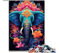 Psychedelic Elephant Jigsaw Puzzles for Adults 1000 Jigsaws, Fun Games Wall Decoration Unique Birthday And Xmas Gifts (50x75cm)
