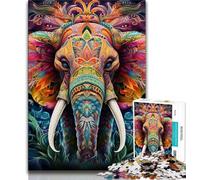 Psychedelic Elephant Jigsaw Puzzles for Adults 1000 Piece Puzzle,Educational Games Home Decoration Deal As Gifts for The Whole Family (50x75cm)