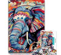 Psychedelic Elephant Jigsaw Puzzles for Adults 2000 Pieces,Challenging To Complete But Fun And Humorous with Matching Poster And Trivia Sheet 70x100cm