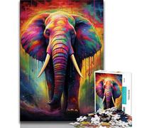 Psychedelic Elephant Jigsaw Puzzles for Teenagers 1000 Jigsaws,Educational Games Wall Decoration Unique Birthday And Xmas Gifts 38x52cm