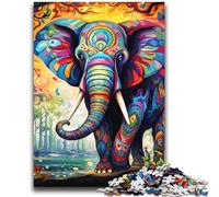 Psychedelic Elephant Jigsaw Puzzles for Teenagers 1000 Jigsaws,Stress Reliever Difficult Challenge Deal As Gifts for The Whole Family (38x52cm)