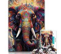 Psychedelic Elephant Puzzles for Adults And Teenagers,Challenging To Complete But Fun And Humorous Educational Game for Birthday (75x50cm)