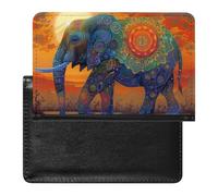 Psychedelic Elephant Sunset Passport Holder Travel Wallet Cover Case with Card Slot Organiser for Men Women