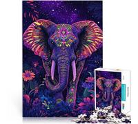Psychedelic Elephant1000 Piece Jigsaw Puzzles for teenagers Family Game for and for is ideal as a gift for the whole family 38x26cm