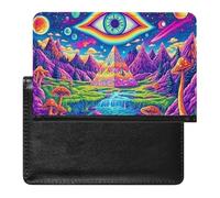 Psychedelic Evil Eyes Leather Passport Holder ID Card Protector Portable Cover Case Travel Wallet for Men Women