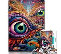 Psychedelic Eyes JigsawPuzzle 1000 Pieces for Teenagers,Brain Teaser Game Wall Decoration Unique Birthday And Xmas Gifts (38x26cm)