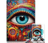 Psychedelic Eyes Jigsaws 1000 Pieces for Adults,Staycation Kill Time Every Piece Is Unique - Challenging Family Fun Game (38x26cm)