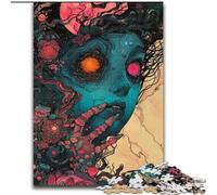 Psychedelic Face 1000 Pieces Jigsaw Puzzle for Adults& Teens, Staycation Kill Time Enhance Love between Couples (26x38cm)