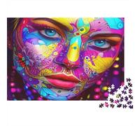 Psychedelic Face Art 1000 Piece Premium Cardstock Jigsaw Puzzle Set Adult Jigsaws Educational Game Challenge Fun Present Value Pack 52x38cm/1000pcs