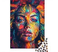 Psychedelic Face Art 1000 Piece Premium Cardstock Jigsaw Puzzle Set Adult Jigsaws Educational Game Challenge Fun Present Value Pack 52x38cm/1000pcs